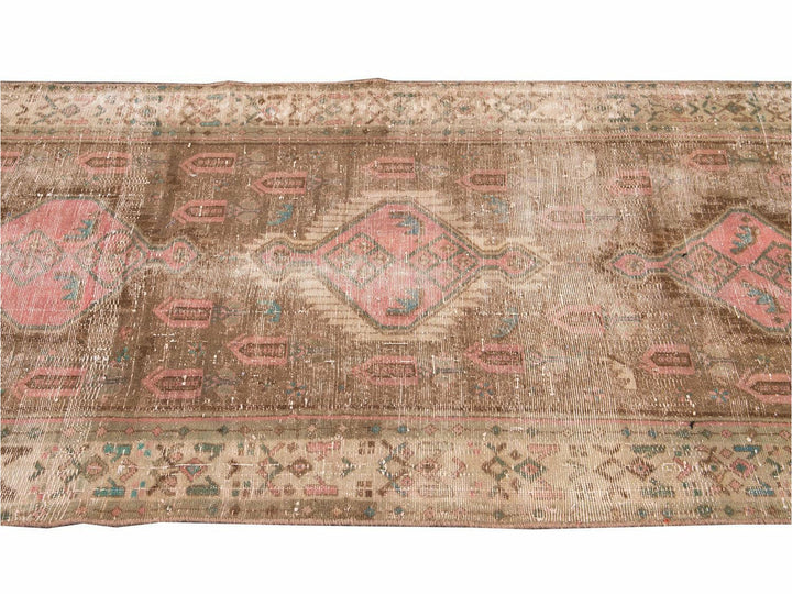 Mid 20th Century Vintage Wool Runner Rug 4 X 10