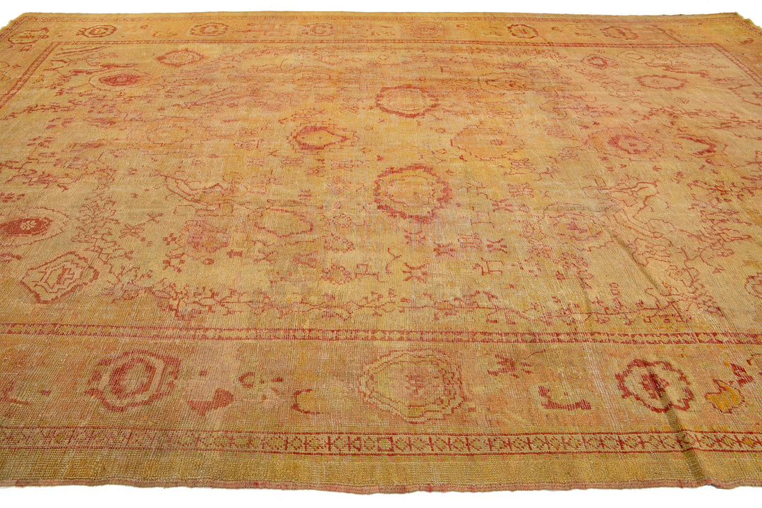 Antique Turkish Oushak Wool Rug 11 X 16