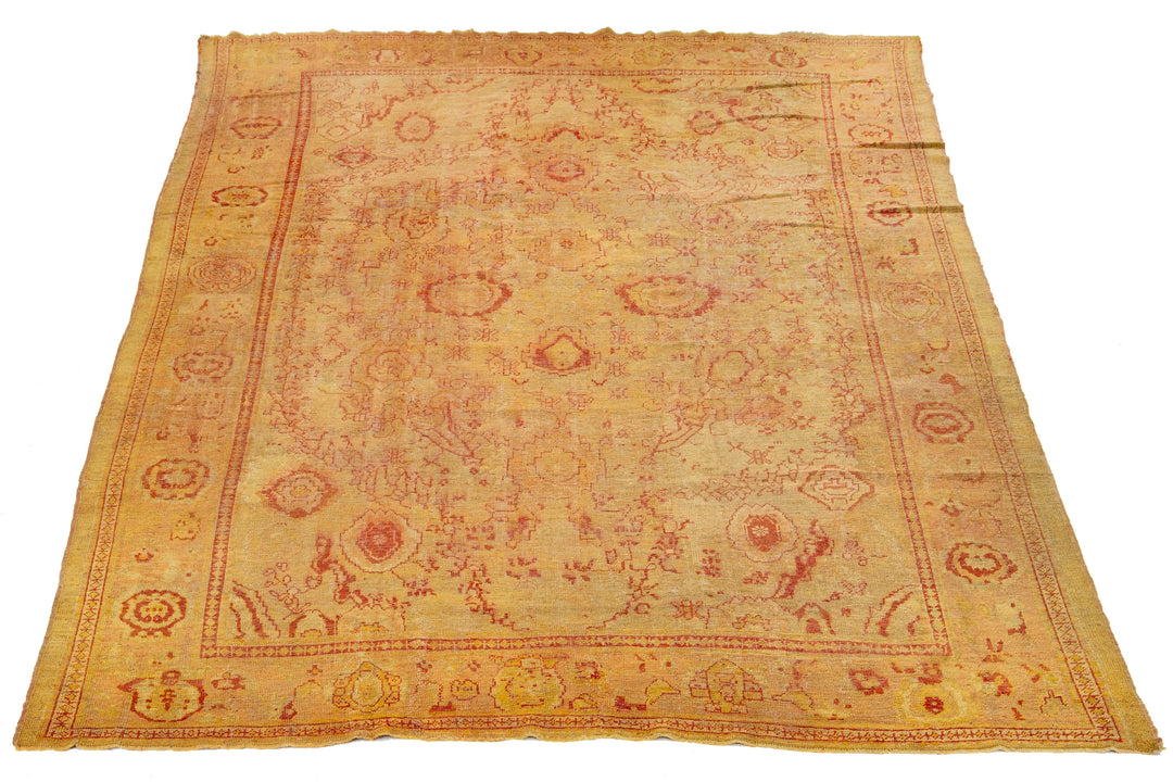 Antique Turkish Oushak Wool Rug 11 X 16