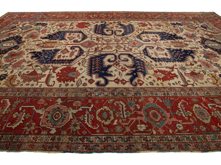 Antique Serapi Wool Rug 13 X 20