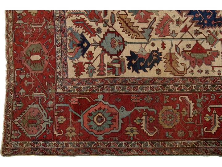 Antique Serapi Wool Rug 13 X 20