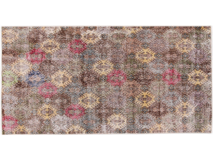 Vintage Turkish Deco Wool Rug 4 X 9