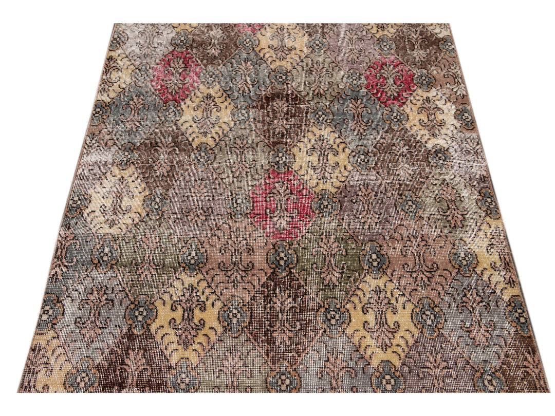 Vintage Turkish Deco Wool Rug 4 X 9