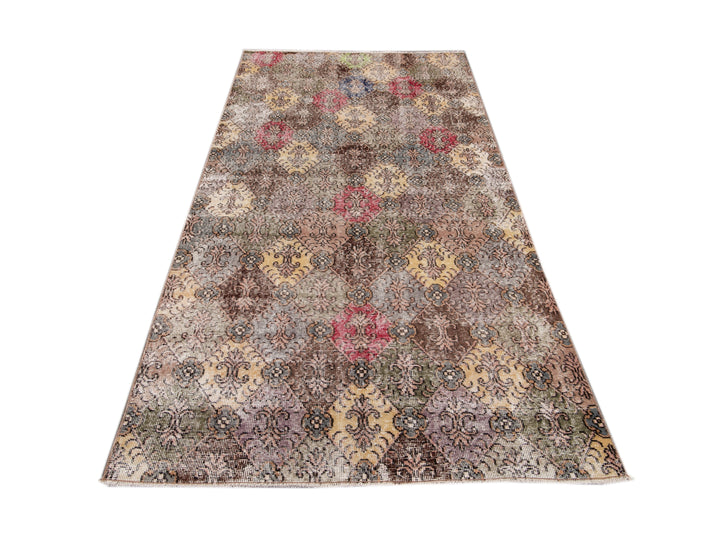 Vintage Turkish Deco Wool Rug 4 X 9