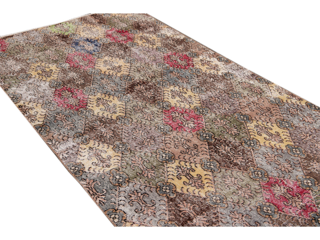 Vintage Turkish Deco Wool Rug 4 X 9