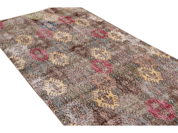 Vintage Turkish Deco Wool Rug 4 X 9