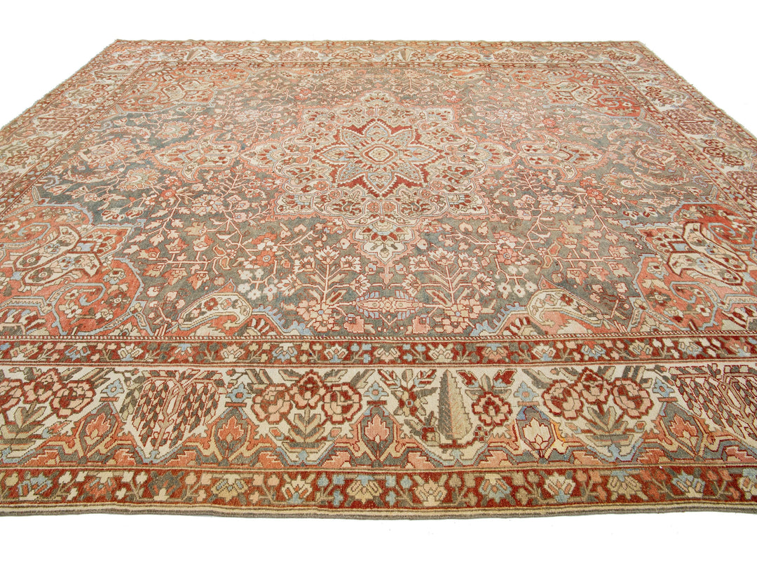 Antique Bakhtiari Wool Rug 12 X 14