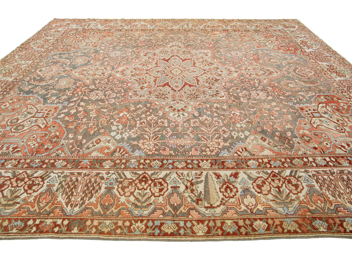 Antique Bakhtiari Wool Rug 12 X 14