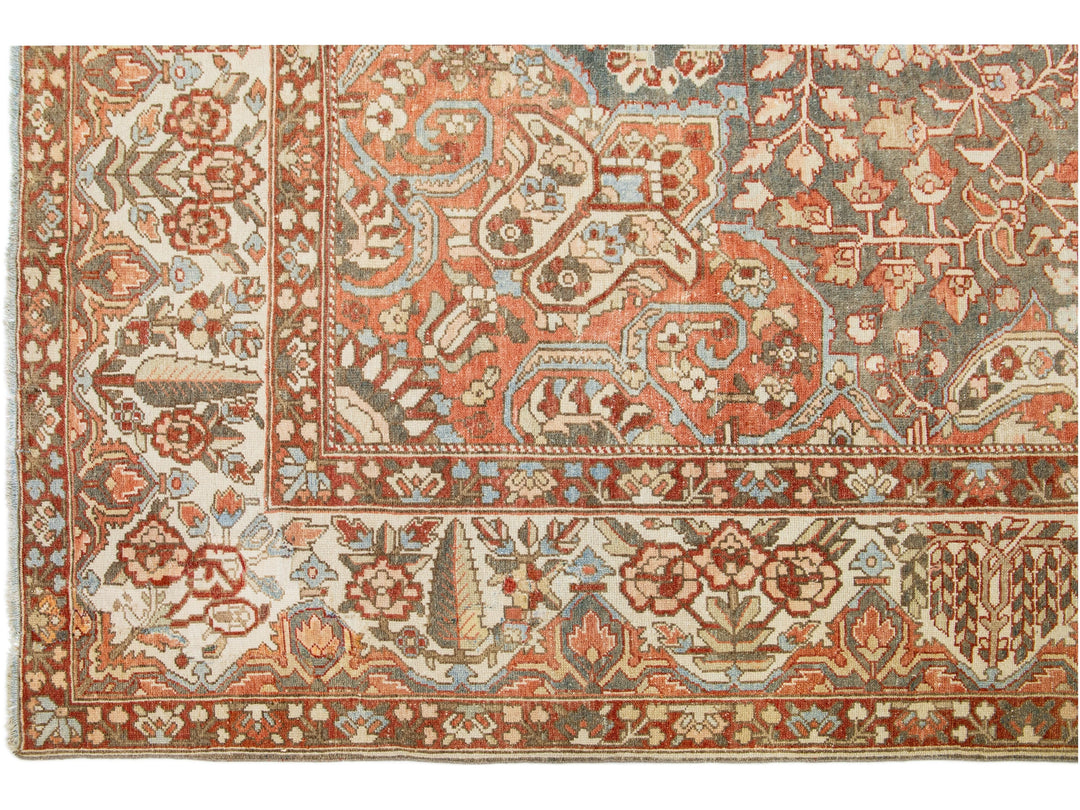 Antique Bakhtiari Wool Rug 12 X 14