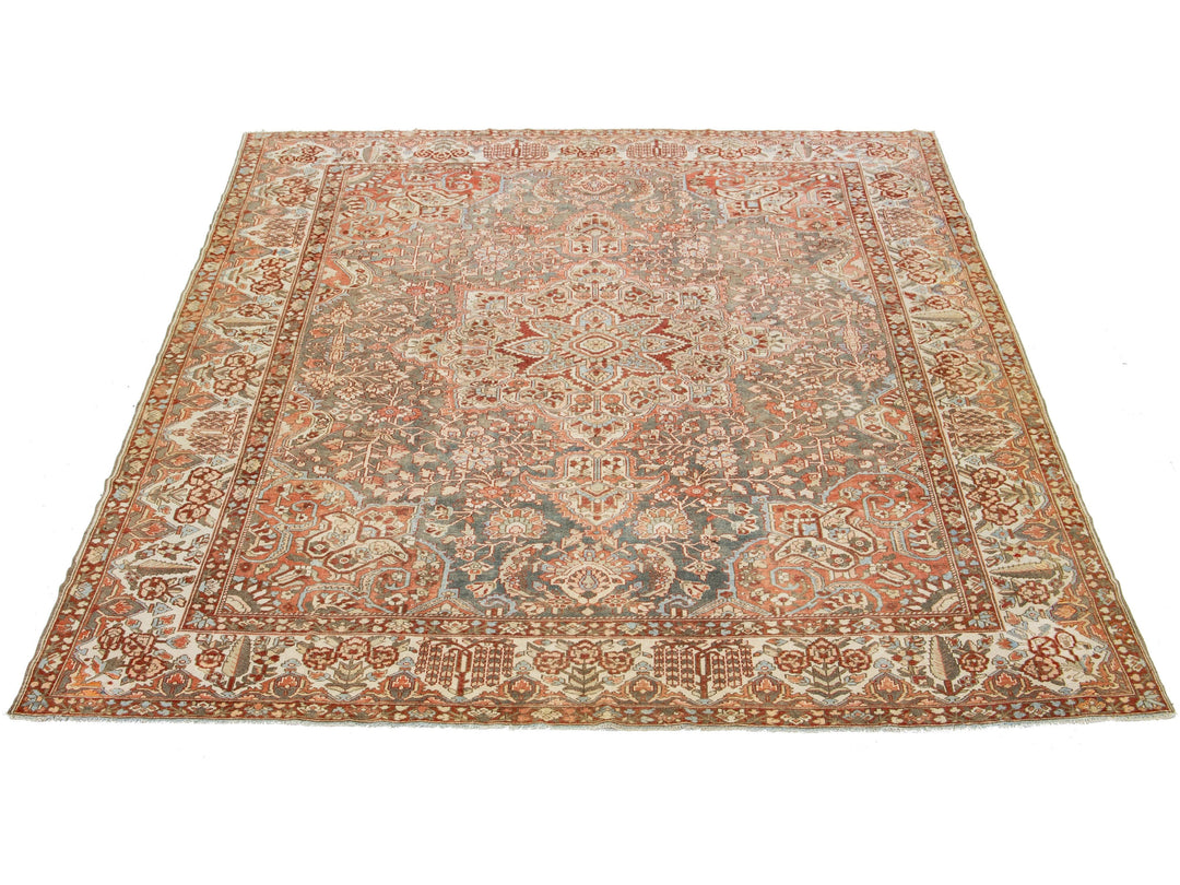 Antique Bakhtiari Wool Rug 12 X 14