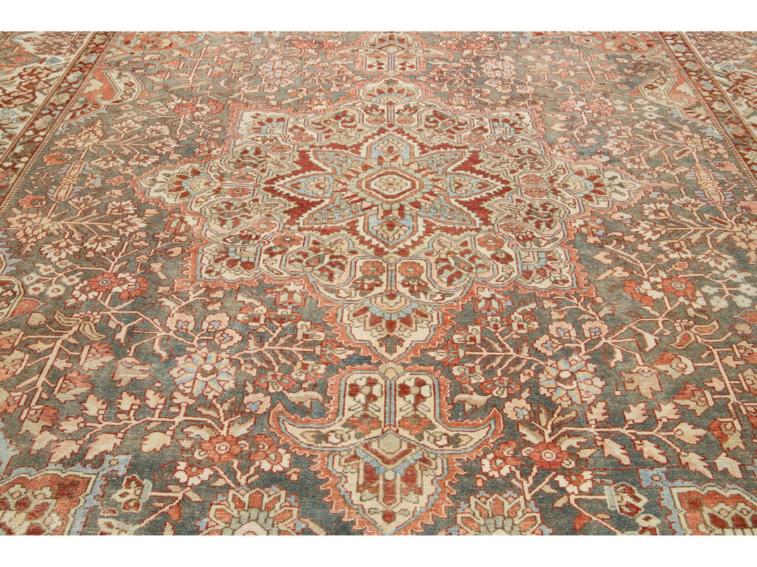 Antique Bakhtiari Wool Rug 12 X 14