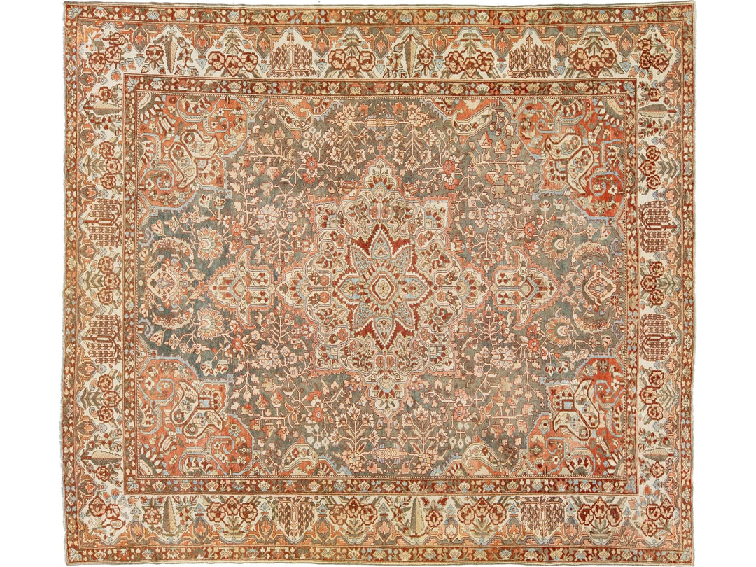 Antique Bakhtiari Wool Rug 12 X 14