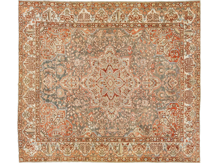 Antique Bakhtiari Wool Rug 12 X 14