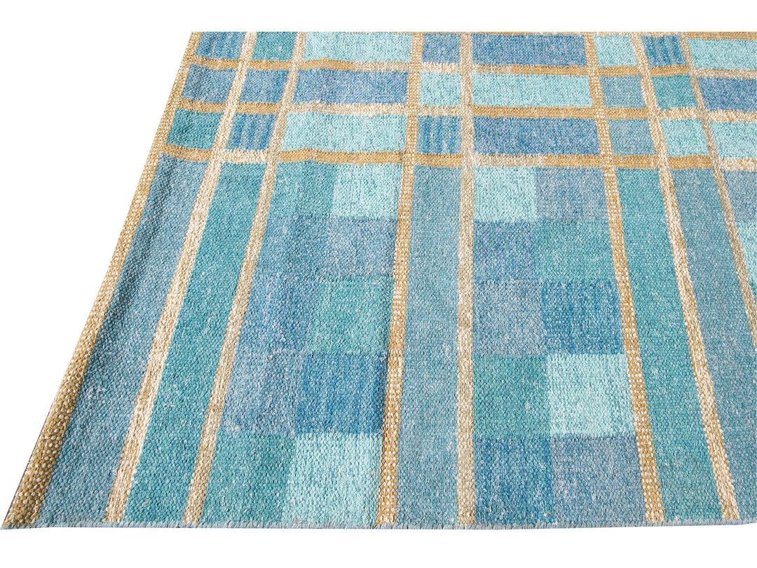 Modern Swedish Cotton & Wool Rug 12 X 15