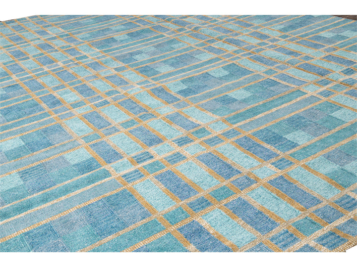 Modern Swedish Cotton & Wool Rug 12 X 15