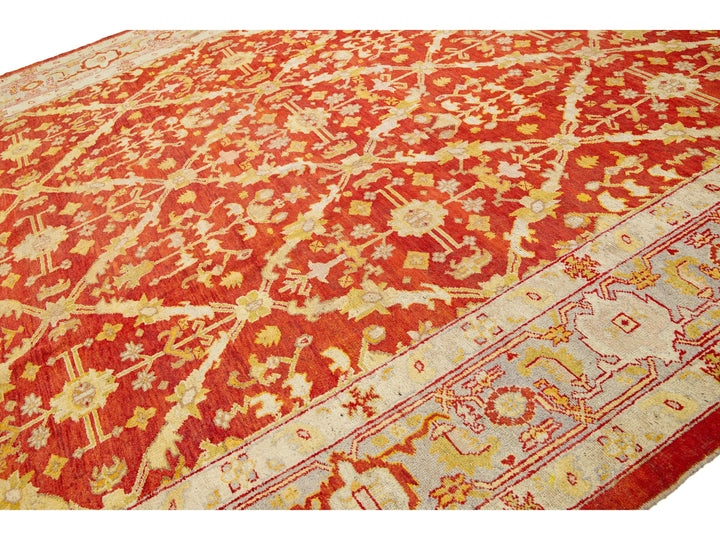 Antique Turkish Oushak Wool Rug 12 X 18