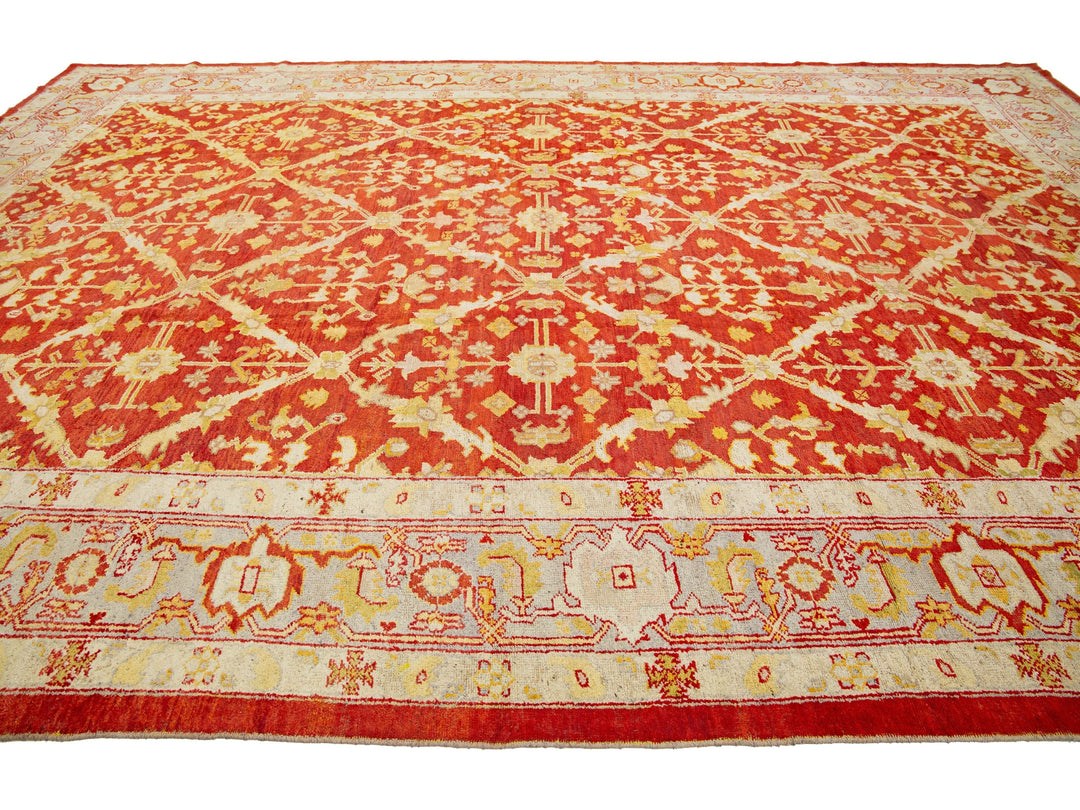 Antique Turkish Oushak Wool Rug 12 X 18