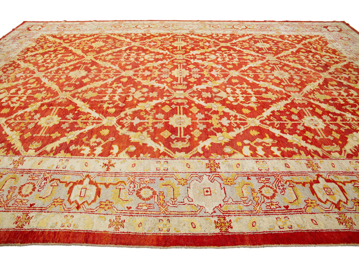 Antique Turkish Oushak Wool Rug 12 X 18