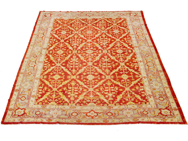 Antique Turkish Oushak Wool Rug 12 X 18