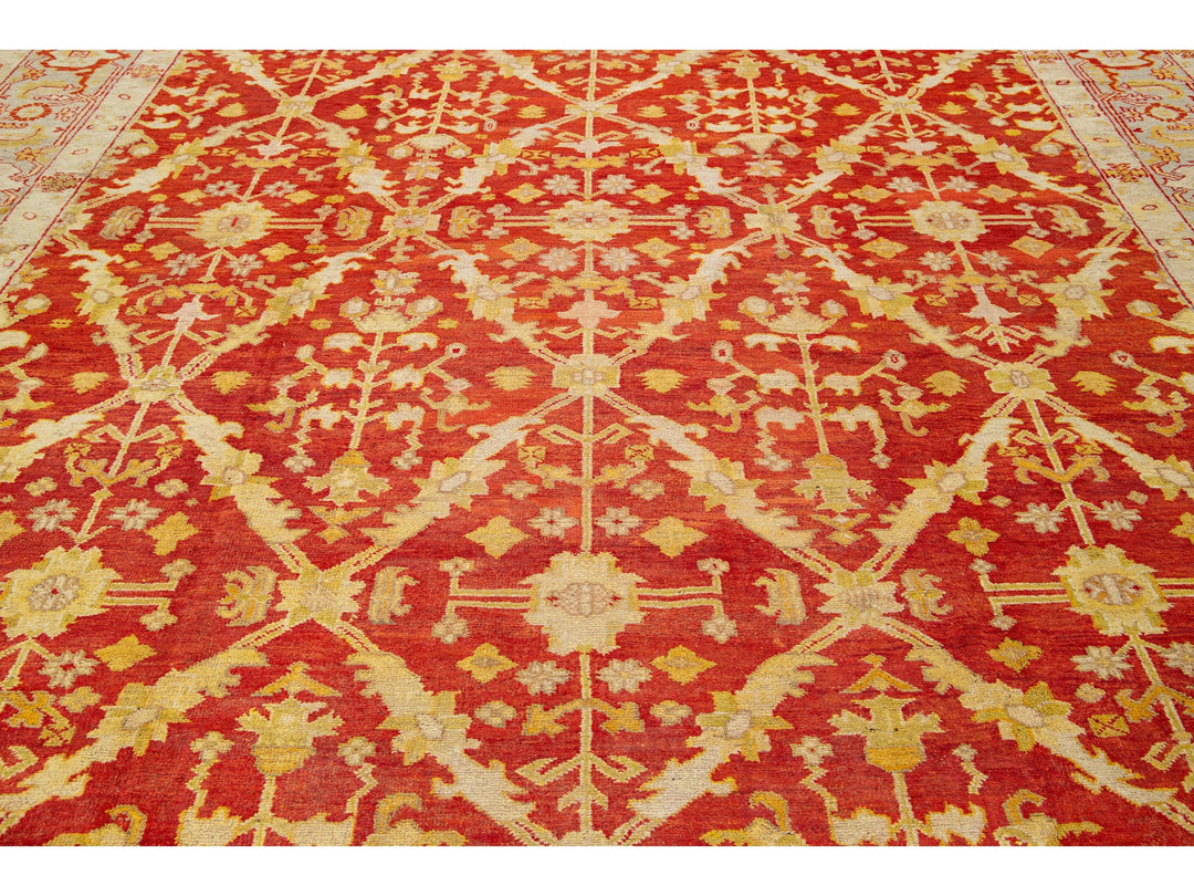Antique Turkish Oushak Wool Rug 12 X 18