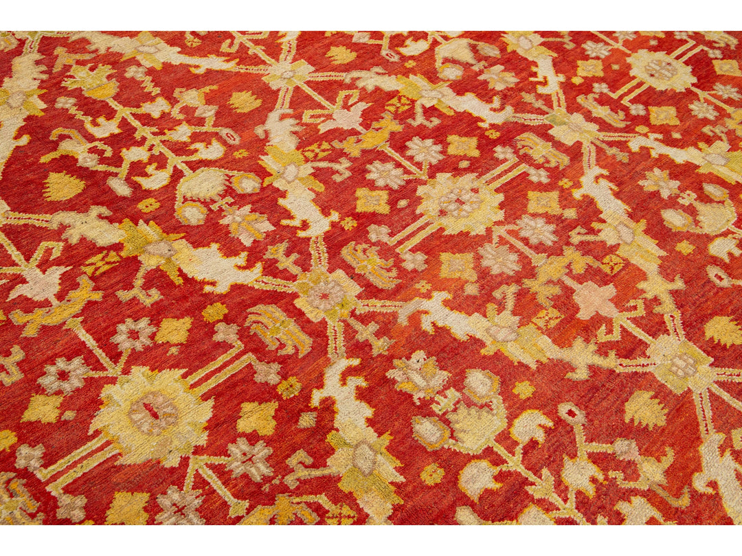 Antique Turkish Oushak Wool Rug 12 X 18
