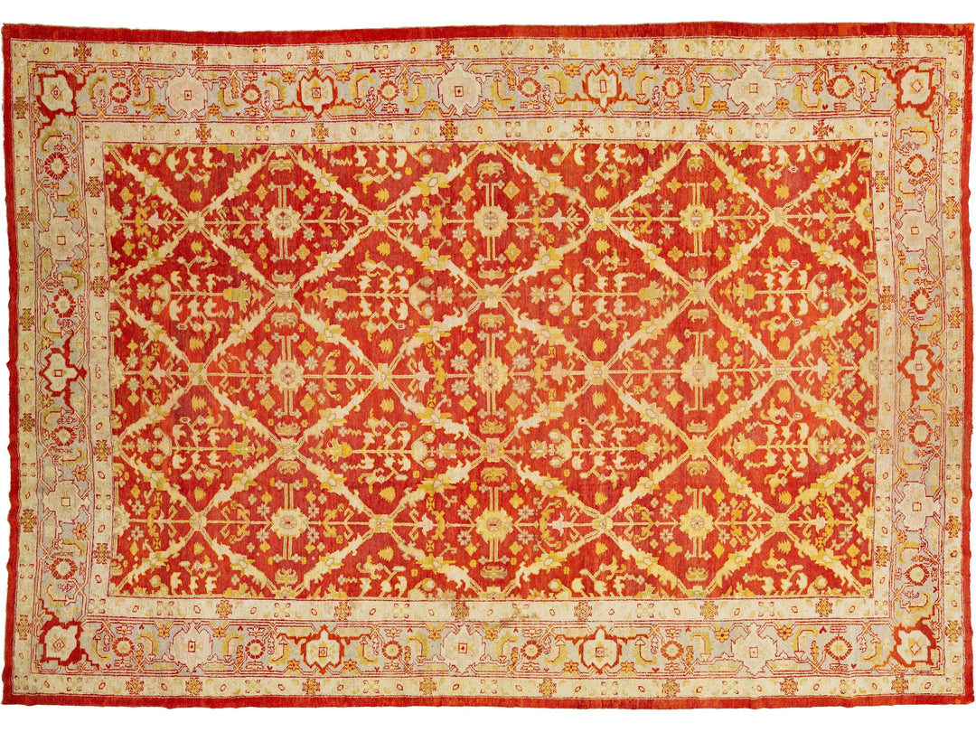 Antique Turkish Oushak Wool Rug 12 X 18