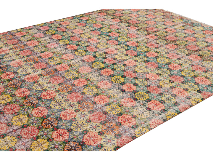 Vintage Turkish Deco Wool Rug 7 X 9