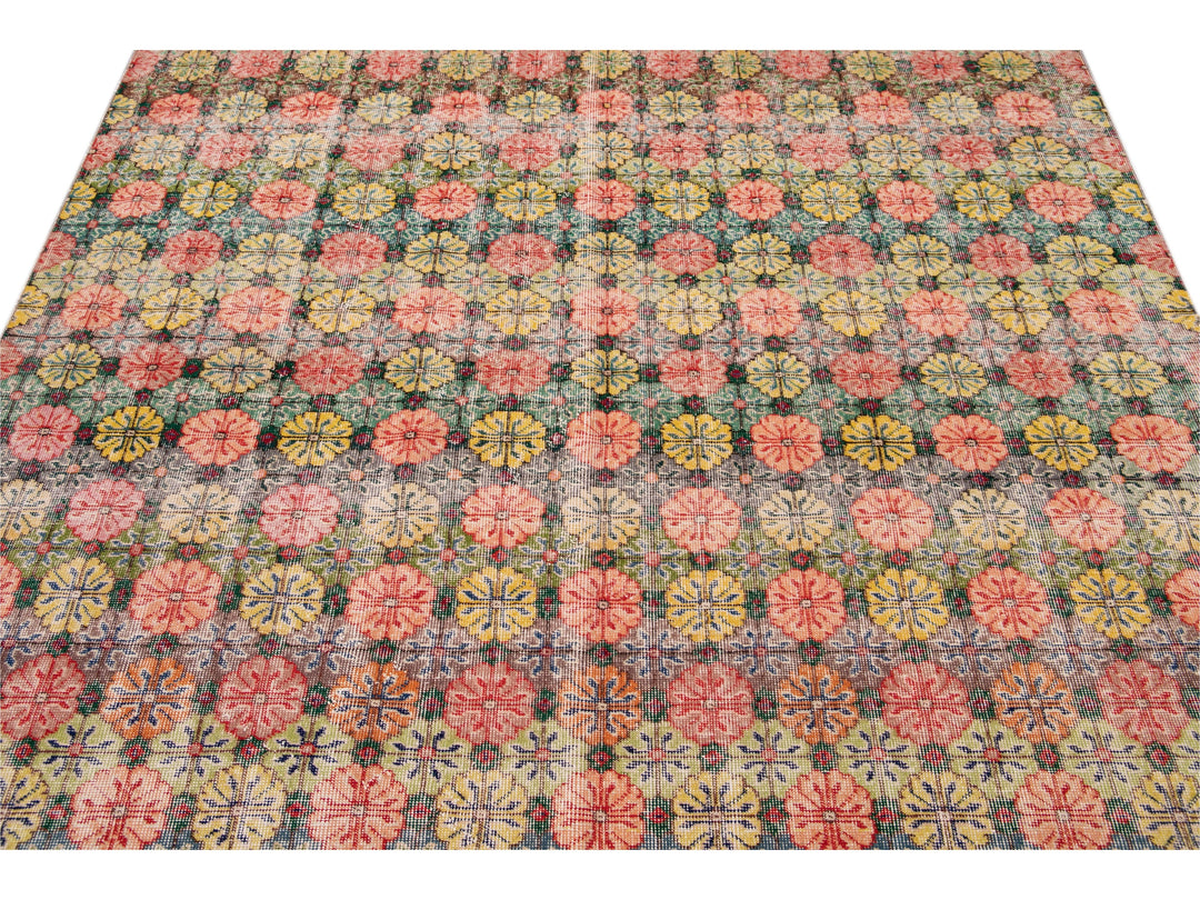 Vintage Turkish Deco Wool Rug 7 X 9