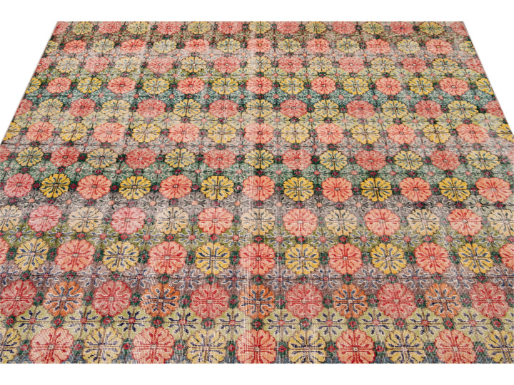 Vintage Turkish Deco Wool Rug 7 X 9