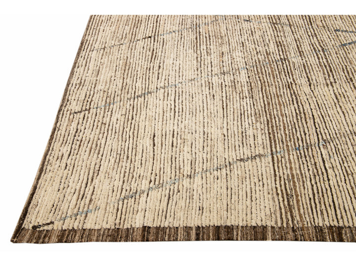 Brown Modern Moroccan Style Handmade Tribal Pattern Boho Wool Rug