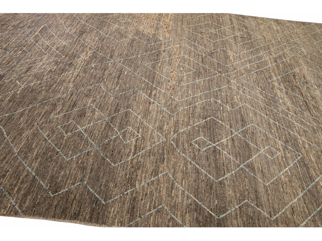 Modern Moroccan Wool Rug 10 X 14