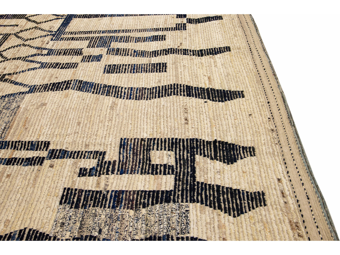 Modern Moroccan Boho Wool Rug 12 X 13