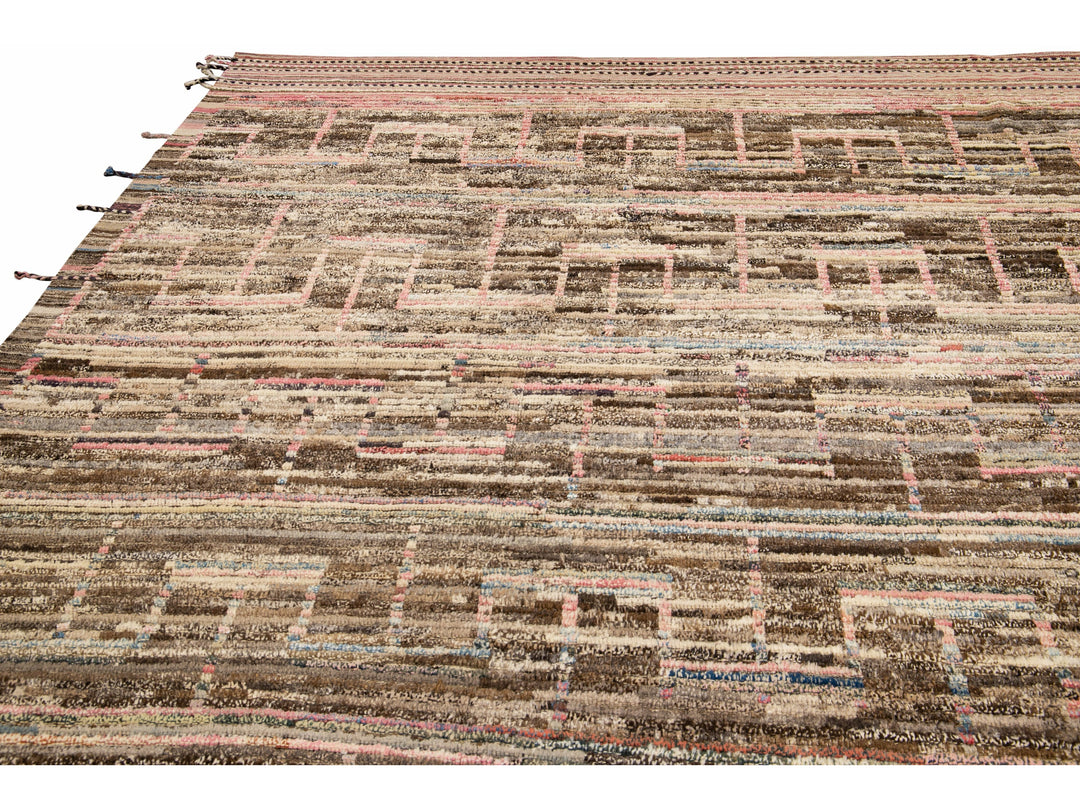 Modern Moroccan Boho Wool Rug 14 X 14