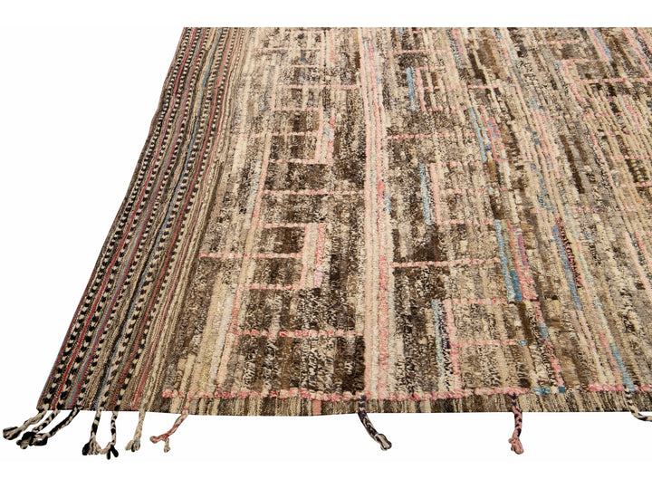 Modern Moroccan Boho Wool Rug 14 X 14