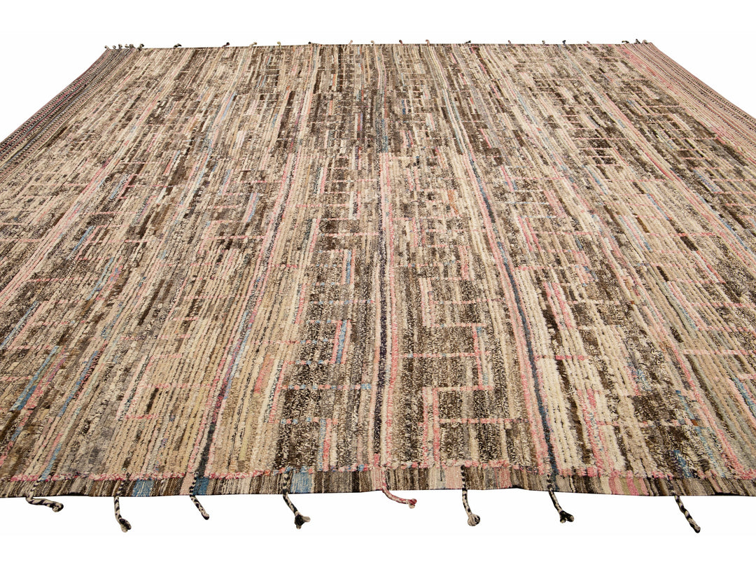 Modern Moroccan Boho Wool Rug 14 X 14