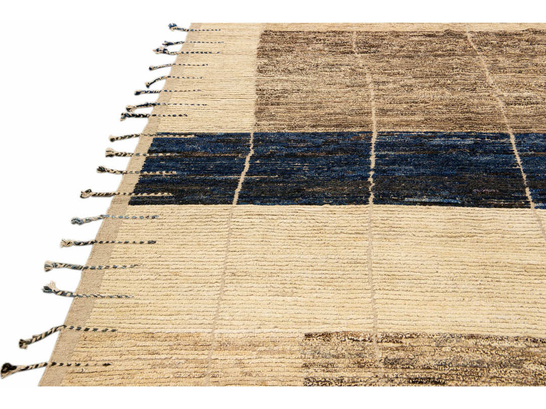 Modern Moroccan Boho Wool Rug 13 X 15