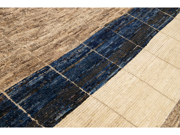 Modern Moroccan Boho Wool Rug 13 X 15