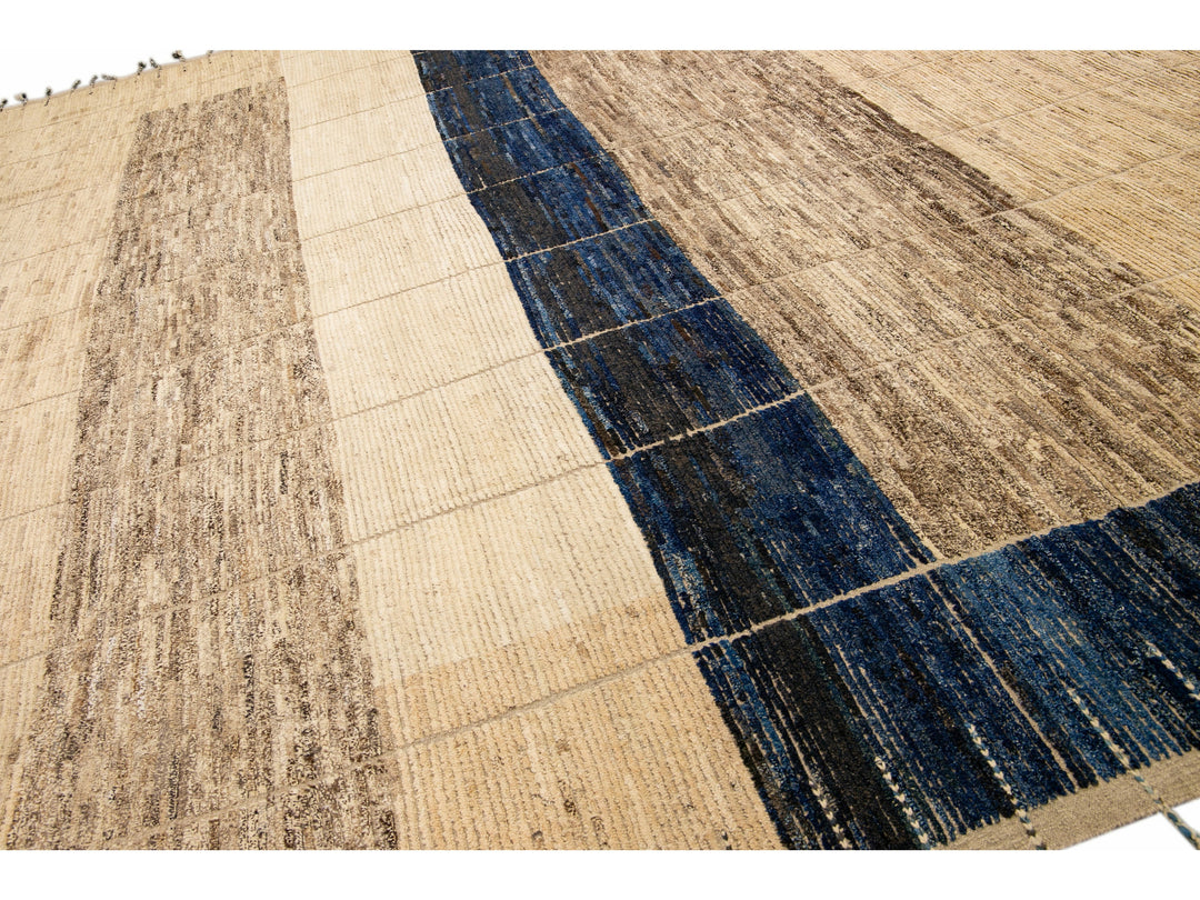 Modern Moroccan Boho Wool Rug 13 X 15