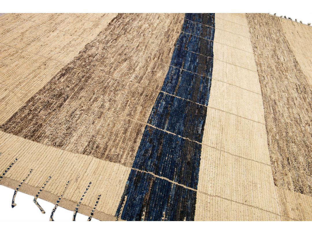 Modern Moroccan Boho Wool Rug 13 X 15