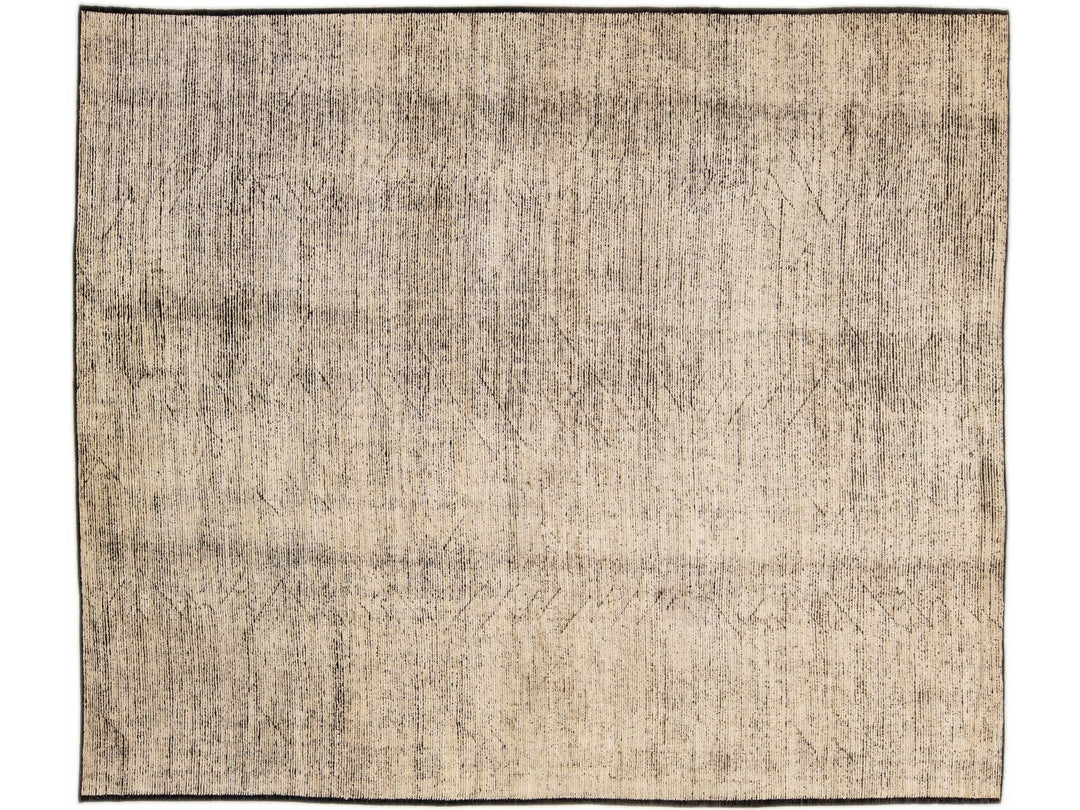 Modern Moroccan Style Handmade Brown Tribal Pattern Oversize Boho Wool Rug