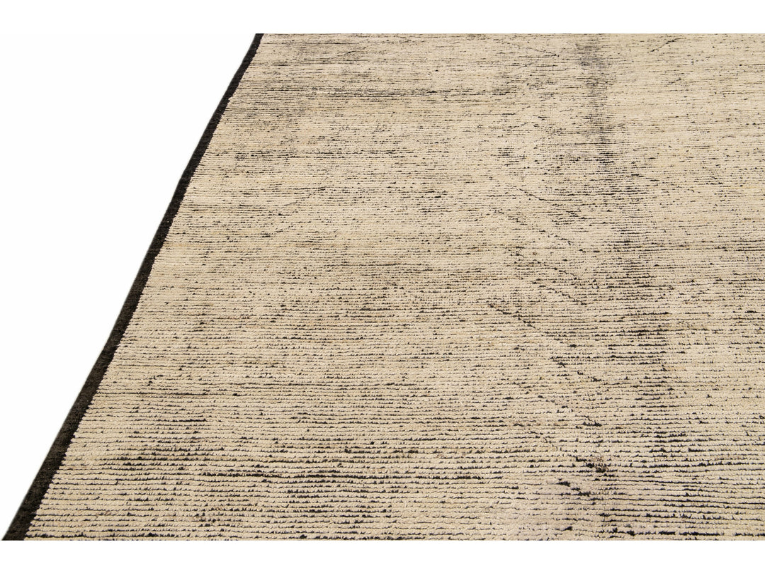 Modern Moroccan Style Handmade Brown Tribal Pattern Oversize Boho Wool Rug