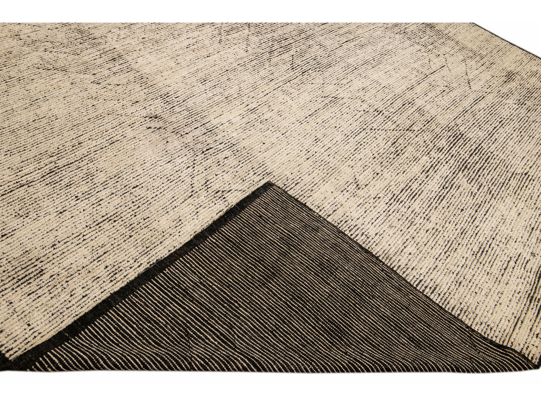 Modern Moroccan Style Handmade Brown Tribal Pattern Oversize Boho Wool Rug