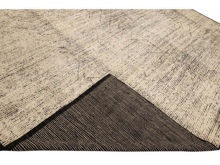 Modern Moroccan Style Handmade Brown Tribal Pattern Oversize Boho Wool Rug