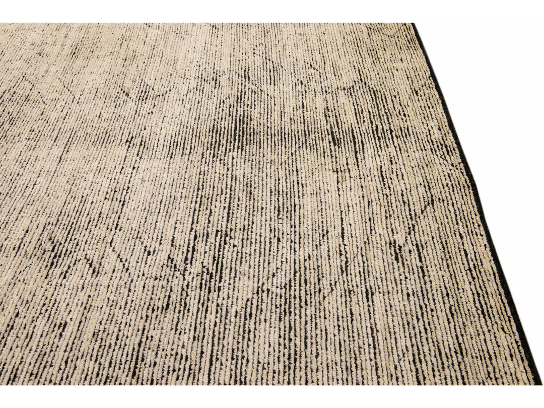 Modern Moroccan Style Handmade Brown Tribal Pattern Oversize Boho Wool Rug