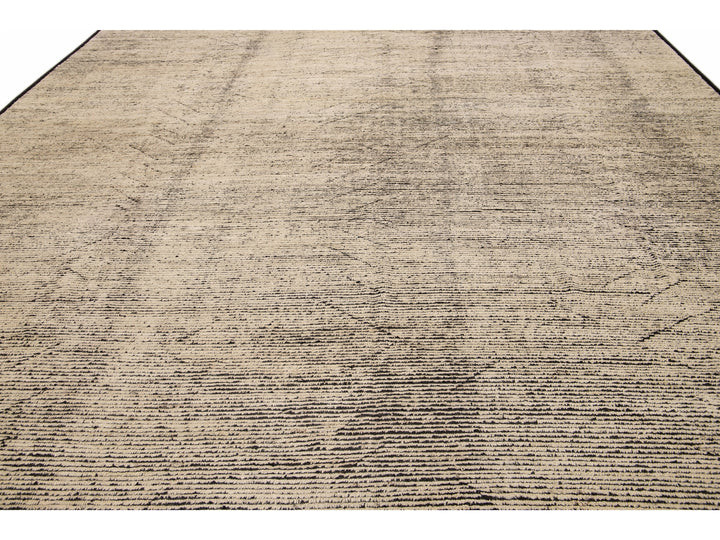 Modern Moroccan Style Handmade Brown Tribal Pattern Oversize Boho Wool Rug