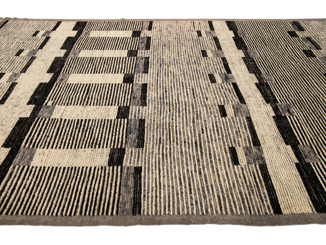 Modern Moroccan Boho Wool Rug 8 X 15