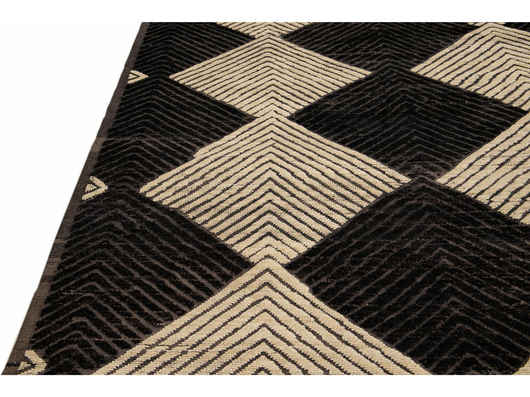 Modern Moroccan Boho Wool Rug 10 X 14