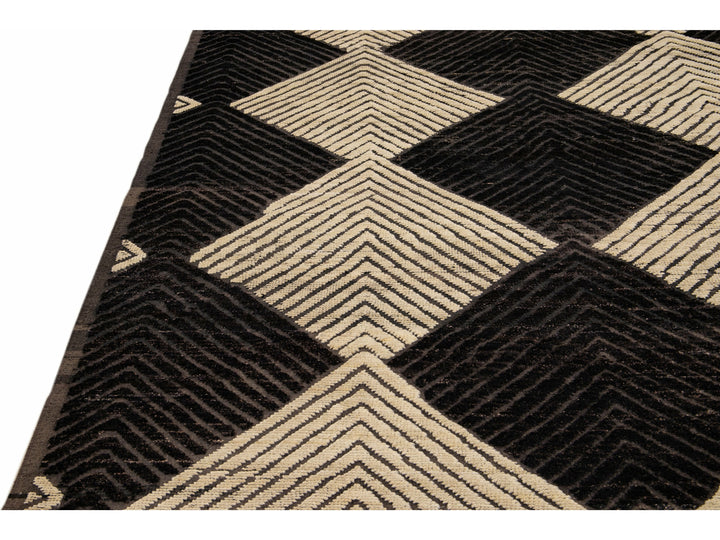 Modern Moroccan Boho Wool Rug 10 X 14