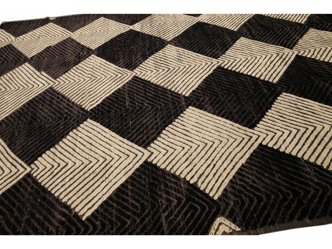 Modern Moroccan Boho Wool Rug 10 X 14