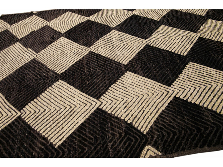 Modern Moroccan Boho Wool Rug 10 X 14